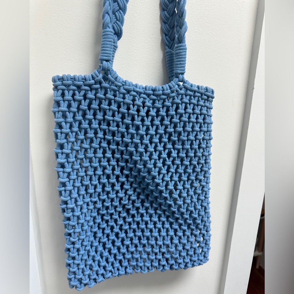J.Crew Blue Crocheted Tote Bag